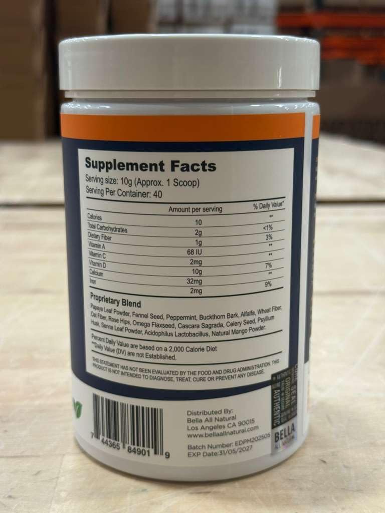 Bella All Natural Colon Detox - Apoyo Metabólico y Digestivo Diario